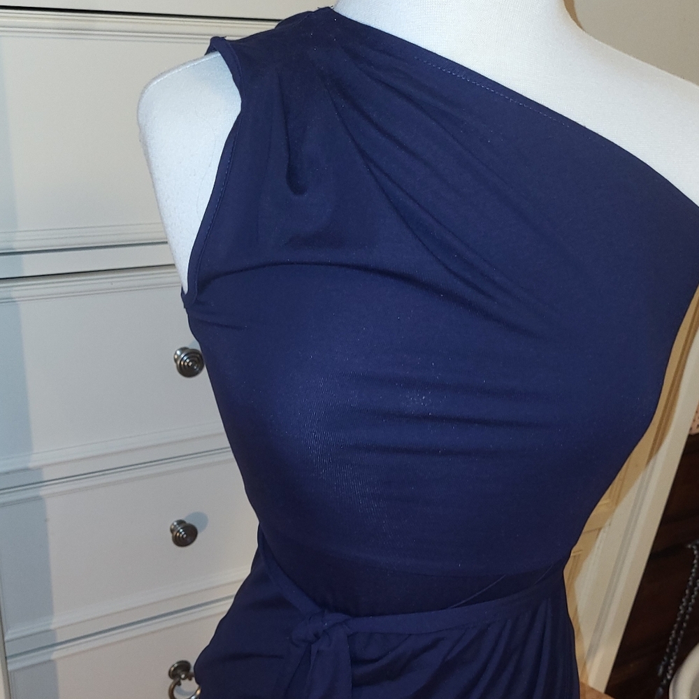 Navy 1 shoulder cocktail dress